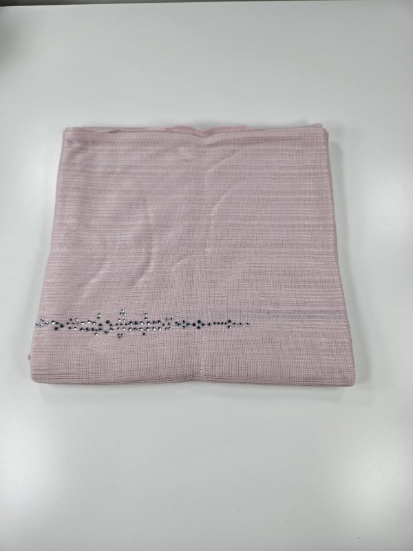 Dubai Premium Jersey Thin Striped Scarf with Crystals in Pink