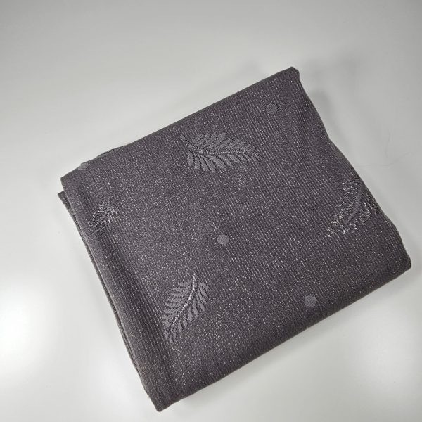 Dubai Premium Shine Striped Leaf Pattern Scarf in Ash Lavender