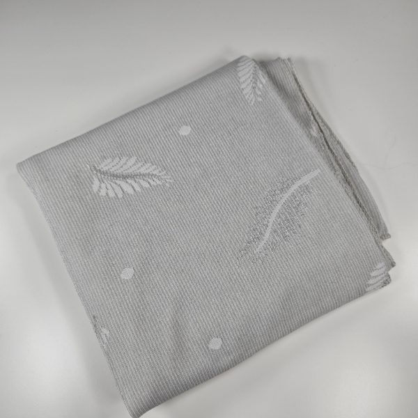 Dubai Premium Shine Striped Leaf Pattern Scarf in Silver Grey